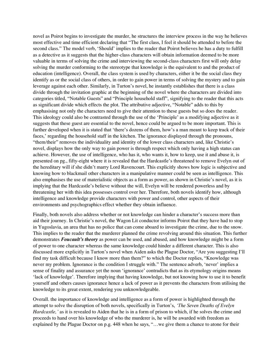 Compare how the writers explore the use of knowledge and intelligence as a form of power through
their work, 'Murder on the Orient Express,'