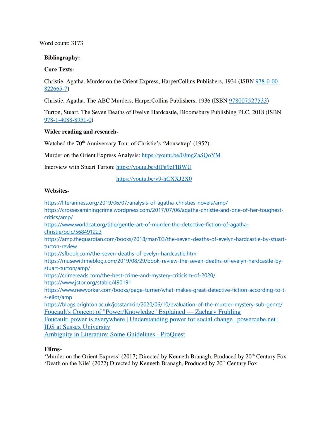 Compare how the writers explore the use of knowledge and intelligence as a form of power through
their work, 'Murder on the Orient Express,'