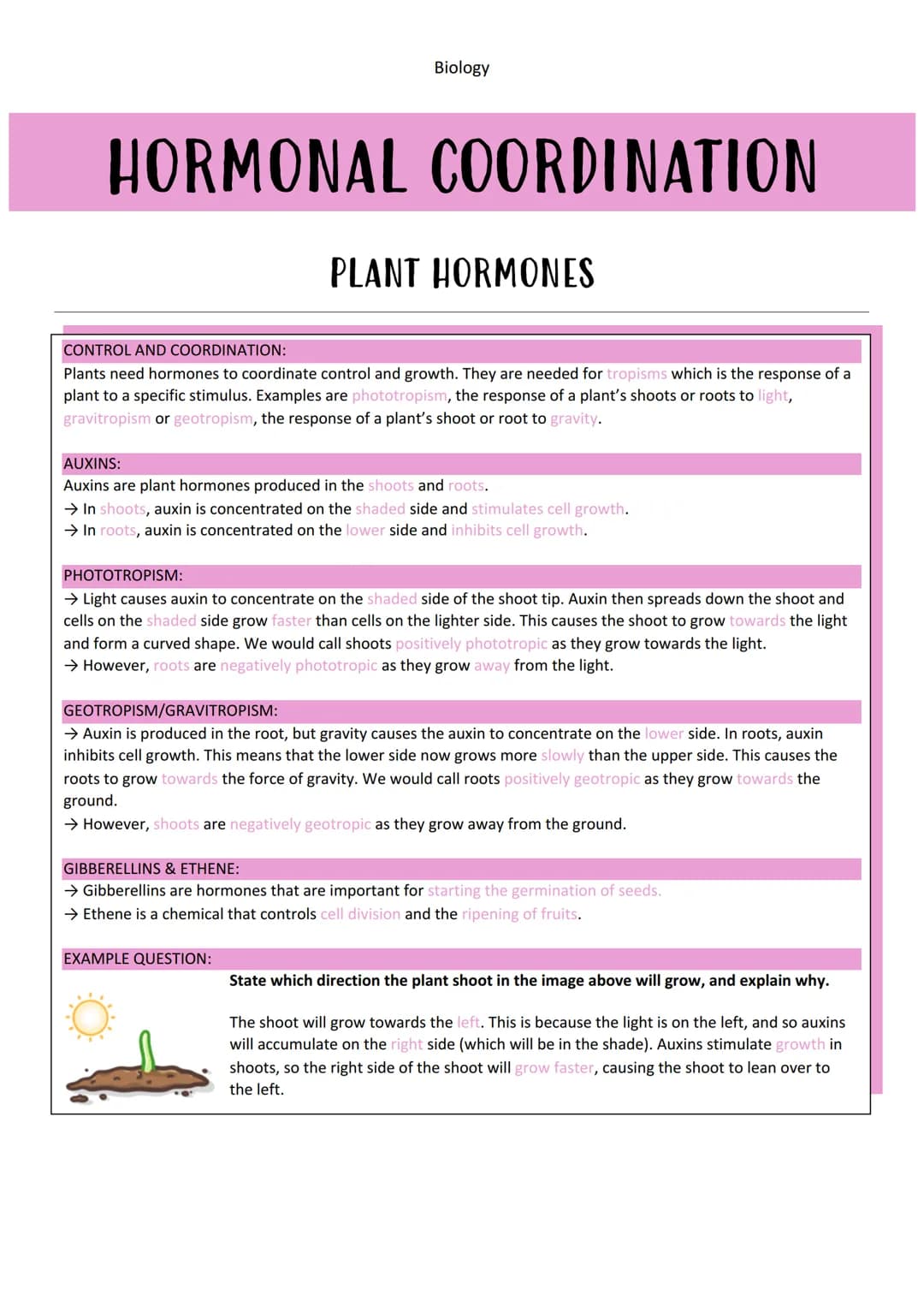 
<h2 id="hormonalcoordination">HORMONAL COORDINATION</h2>
<h3 id="planthormones">PLANT HORMONES</h3>
<p>Plants require hormones to coordinat