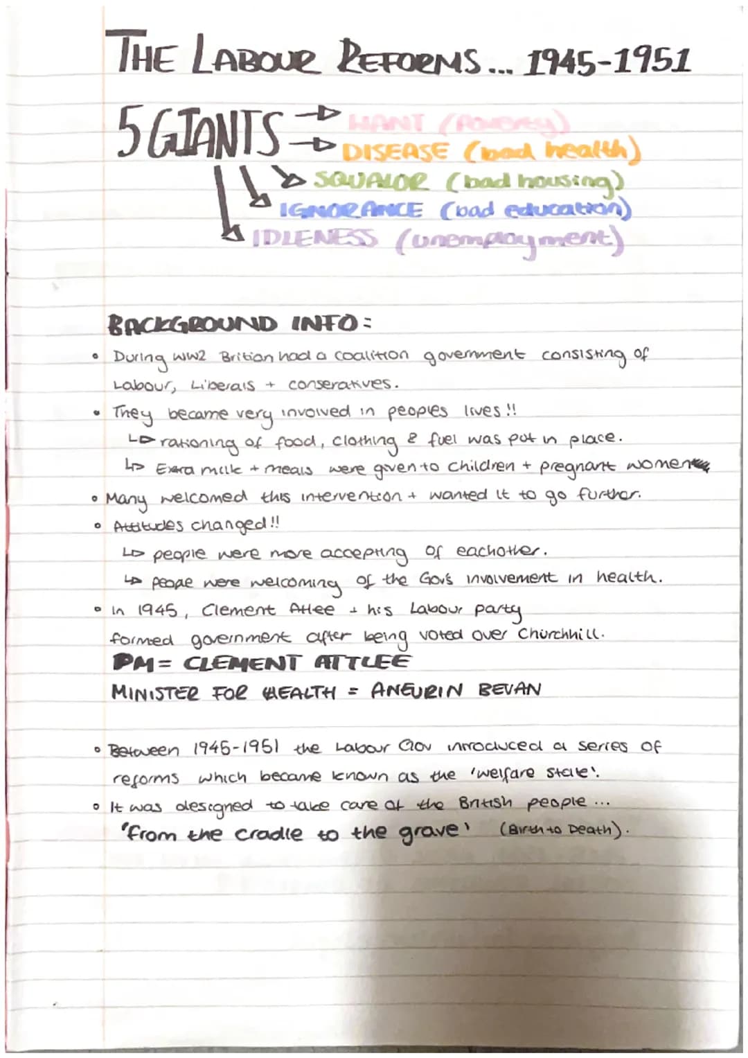 0
THE LABOUR REFORMS... 1945-1951
5 GIANTS
Į!
!!
0
HANT (ROMDEy
→→→→DISEASE (bad health)
SQUALOR (bad housing)
IGNORANCE (bad education)
IDL