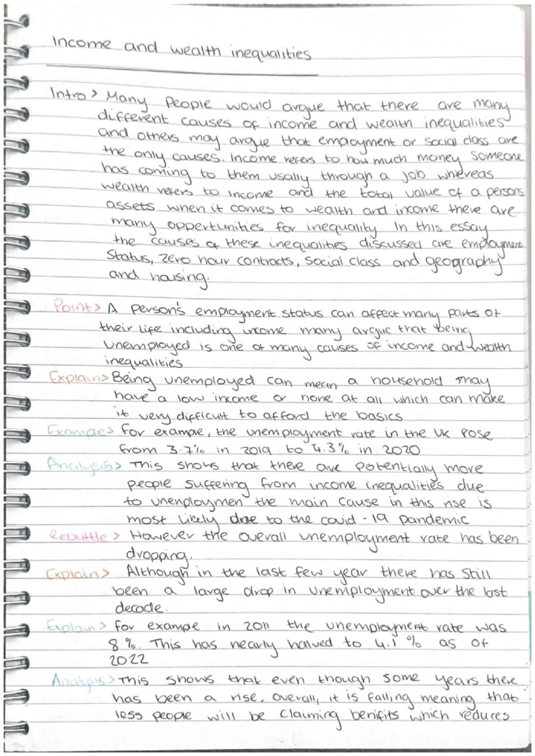 Income and wealth inequalities.
Intro? Many People would
that there
are many
or social class are
argue
different causes of income and wealth
