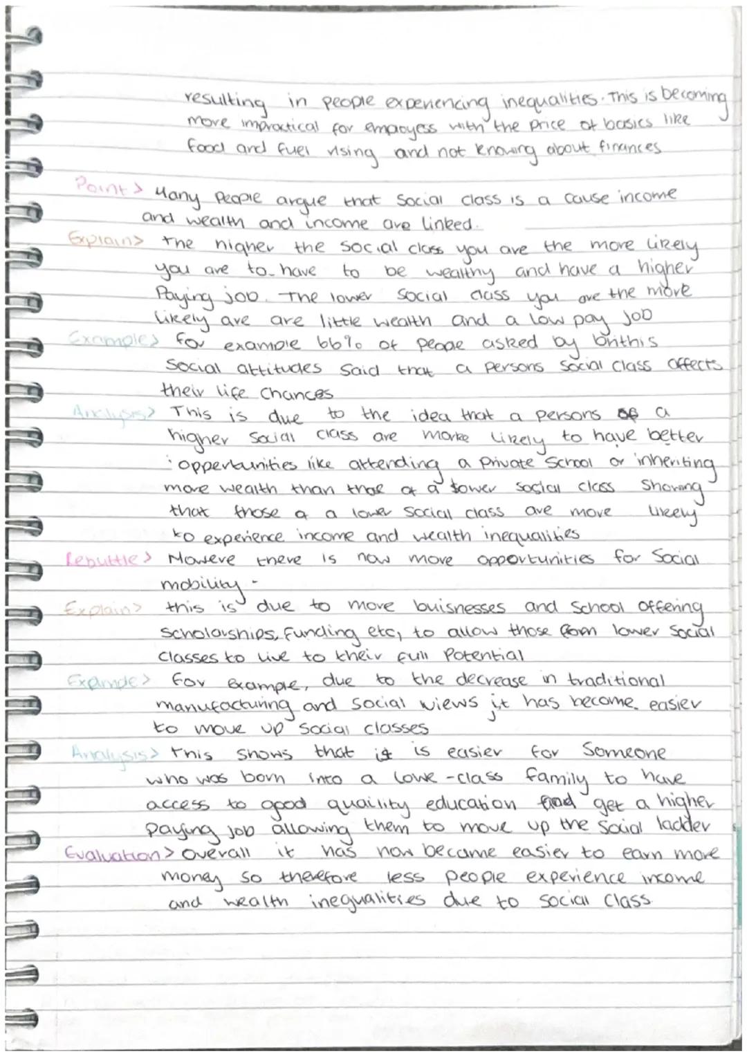 Income and wealth inequalities.
Intro? Many People would
that there
are many
or social class are
argue
different causes of income and wealth