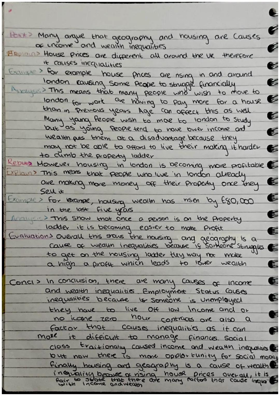 Income and wealth inequalities.
Intro? Many People would
that there
are many
or social class are
argue
different causes of income and wealth
