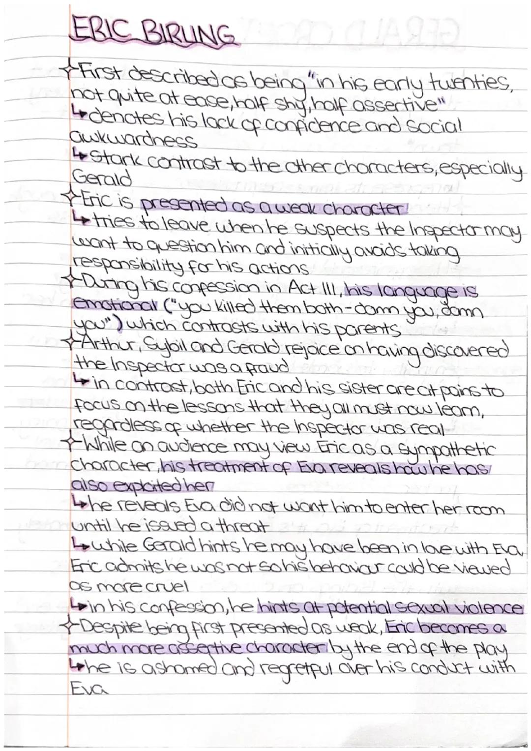 SHEILA BIRLING JAYA
UDA
First described as "a pretty girl in her twenties
very pleased with life and rather excited"
Suggesting silliness an