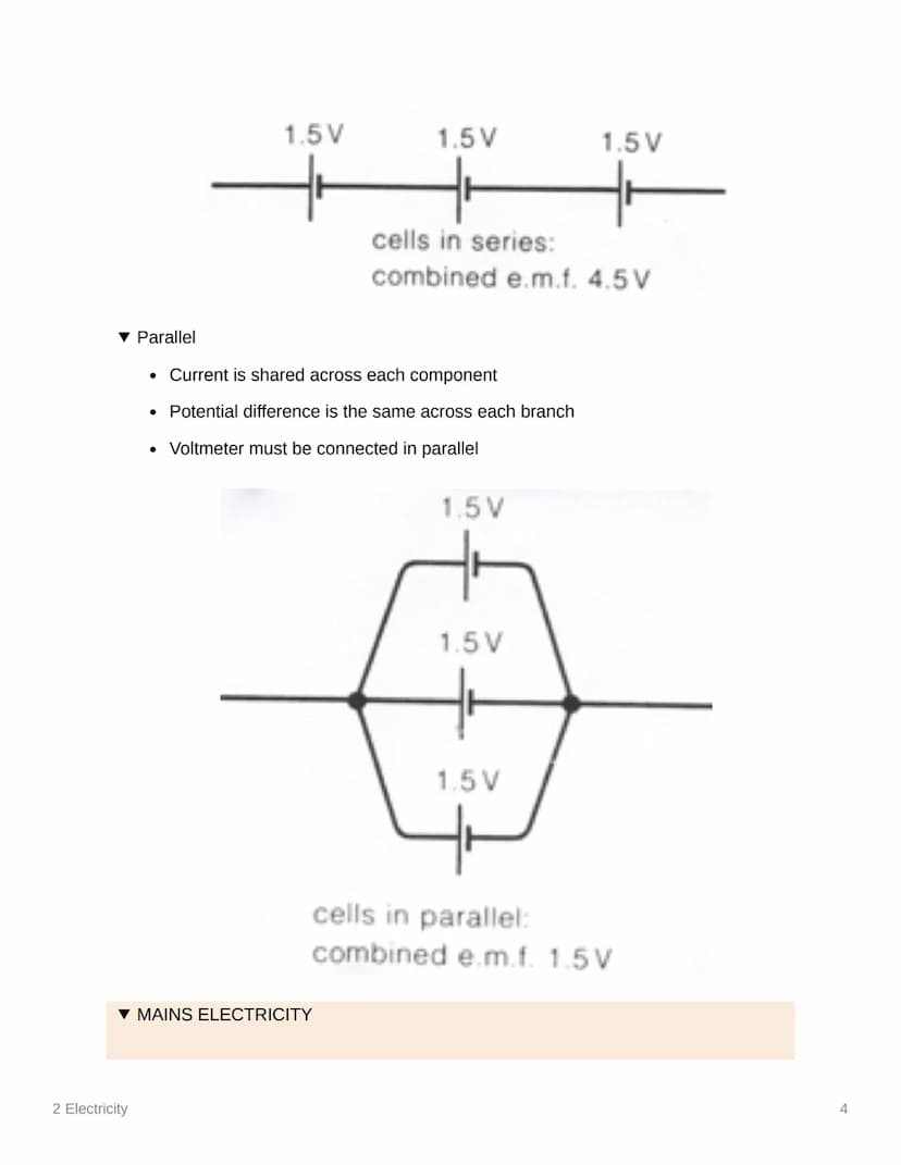 2 Electricity
CURRENT ELECTRICITY
Current (A) = Charge (C) / Time (s)
Current is rate of flow of charge
2.9 I-V GRAPHS
▼ Resistance (Ohms)
•