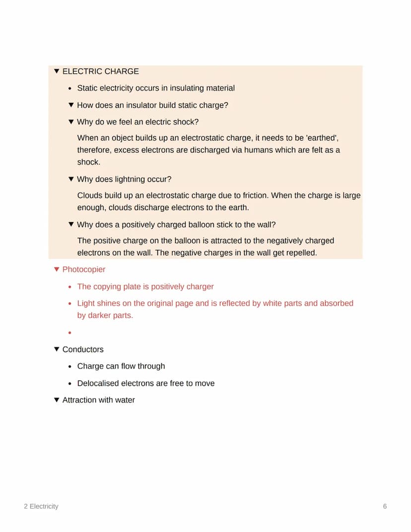 2 Electricity
CURRENT ELECTRICITY
Current (A) = Charge (C) / Time (s)
Current is rate of flow of charge
2.9 I-V GRAPHS
▼ Resistance (Ohms)
•