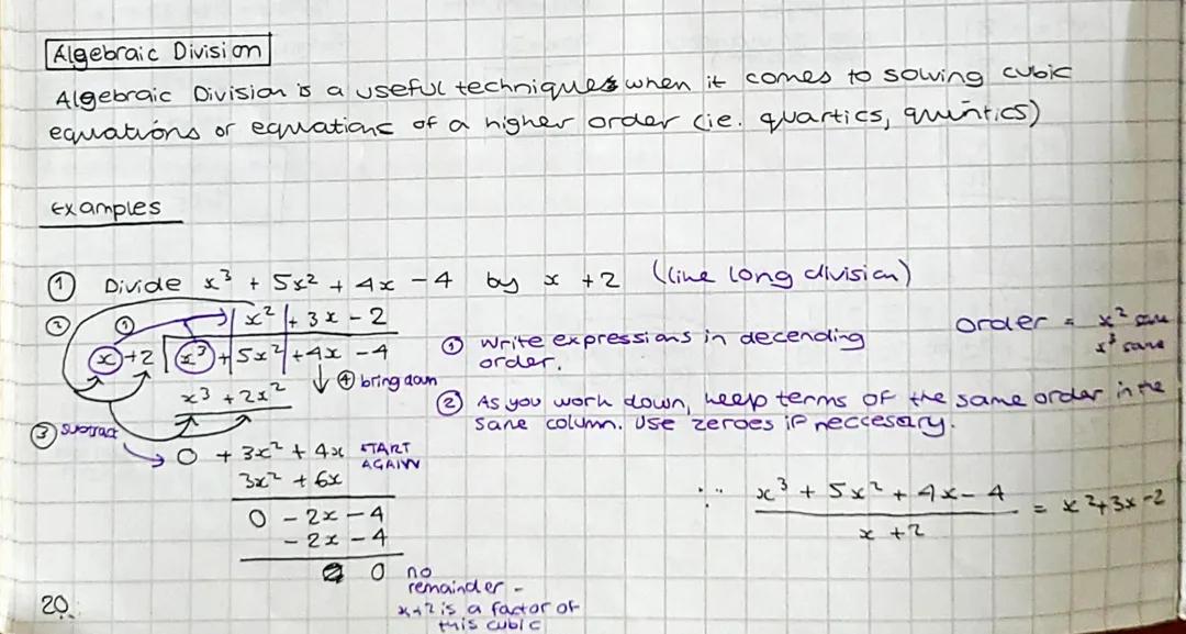 Understanding Algebraic Division: Master the Factor and Remainder Theorem
