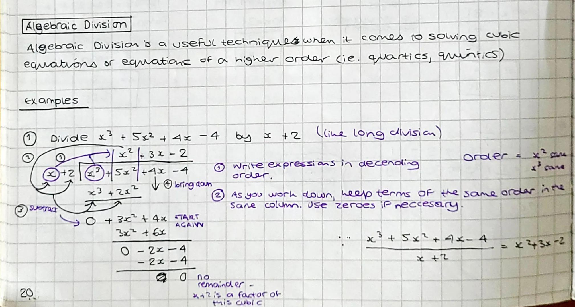 # Algebraic Divisi on

Algebraic Division is a useful techniques when it comes to solving cubic.
equations or equations of a higher order ci