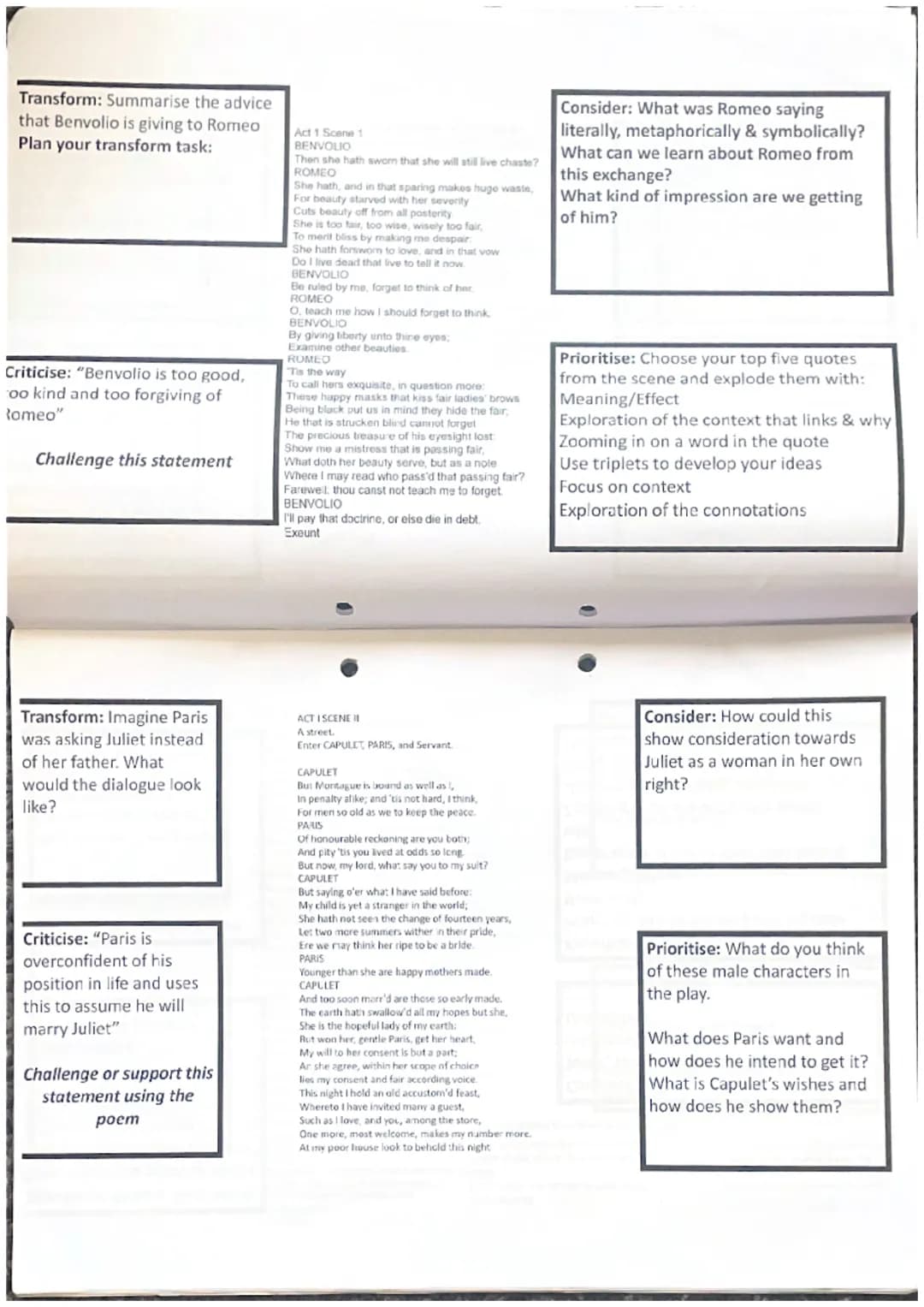 LOVE
Romeo and Juliet
Summer Revision Transform:
Describe the story of
the prologue. What
happens, what do you
think and feel about
being to