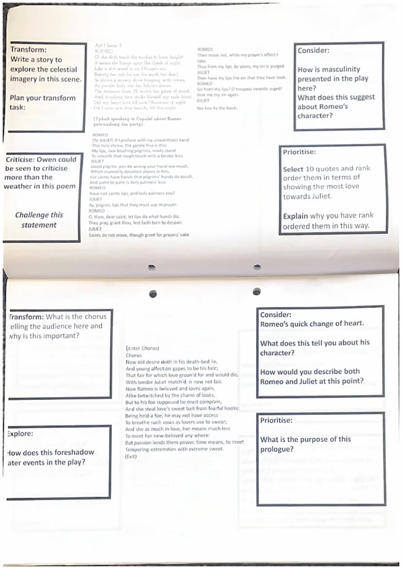LOVE
Romeo and Juliet
Summer Revision Transform:
Describe the story of
the prologue. What
happens, what do you
think and feel about
being to