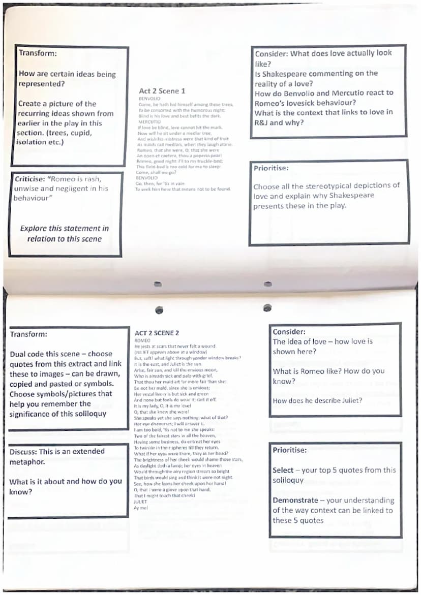LOVE
Romeo and Juliet
Summer Revision Transform:
Describe the story of
the prologue. What
happens, what do you
think and feel about
being to