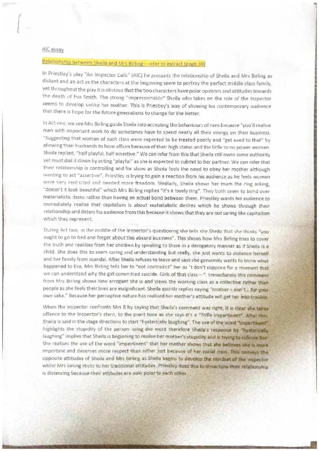 RELATIONSHIP AIC ESSAY SHEILA X MRS B