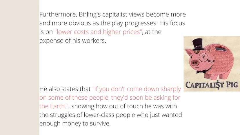 ΑΝ
INSPECTOR
CALLS
MR. ARTHUR BIRLING MR BIRLING'S LINES OF ARGUMENT
"Man of business"
"no chance of war"
"unsinkable, absolutely unsinkable