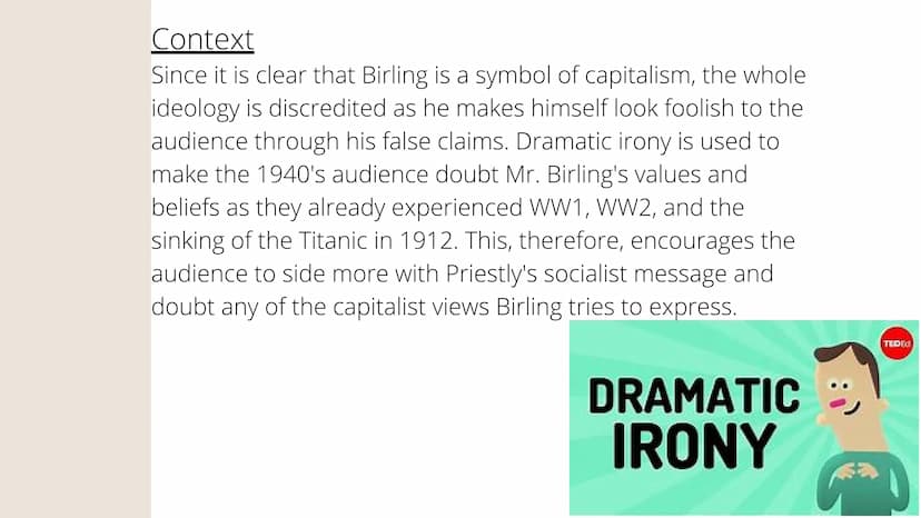 ΑΝ
INSPECTOR
CALLS
MR. ARTHUR BIRLING MR BIRLING'S LINES OF ARGUMENT
"Man of business"
"no chance of war"
"unsinkable, absolutely unsinkable