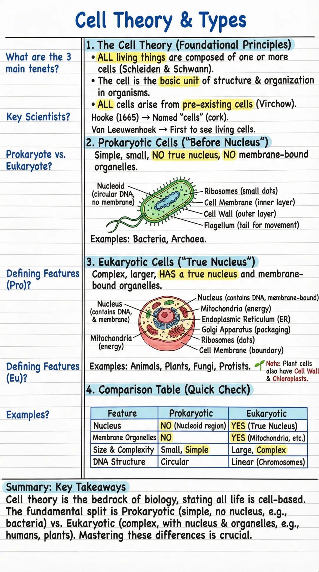# Cell Theory & Types

What are the 3
main tenets?

1. The Cell Theory (Foundational Principles)
*   ALL living things are composed of one o