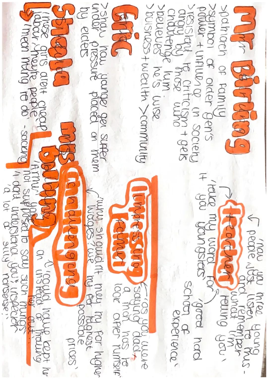 gmenturional Priestleys portrayal
device
>Birling family; two ges
parents + kids.
through mem, shows how LiFe
experiences and erd you
grow u