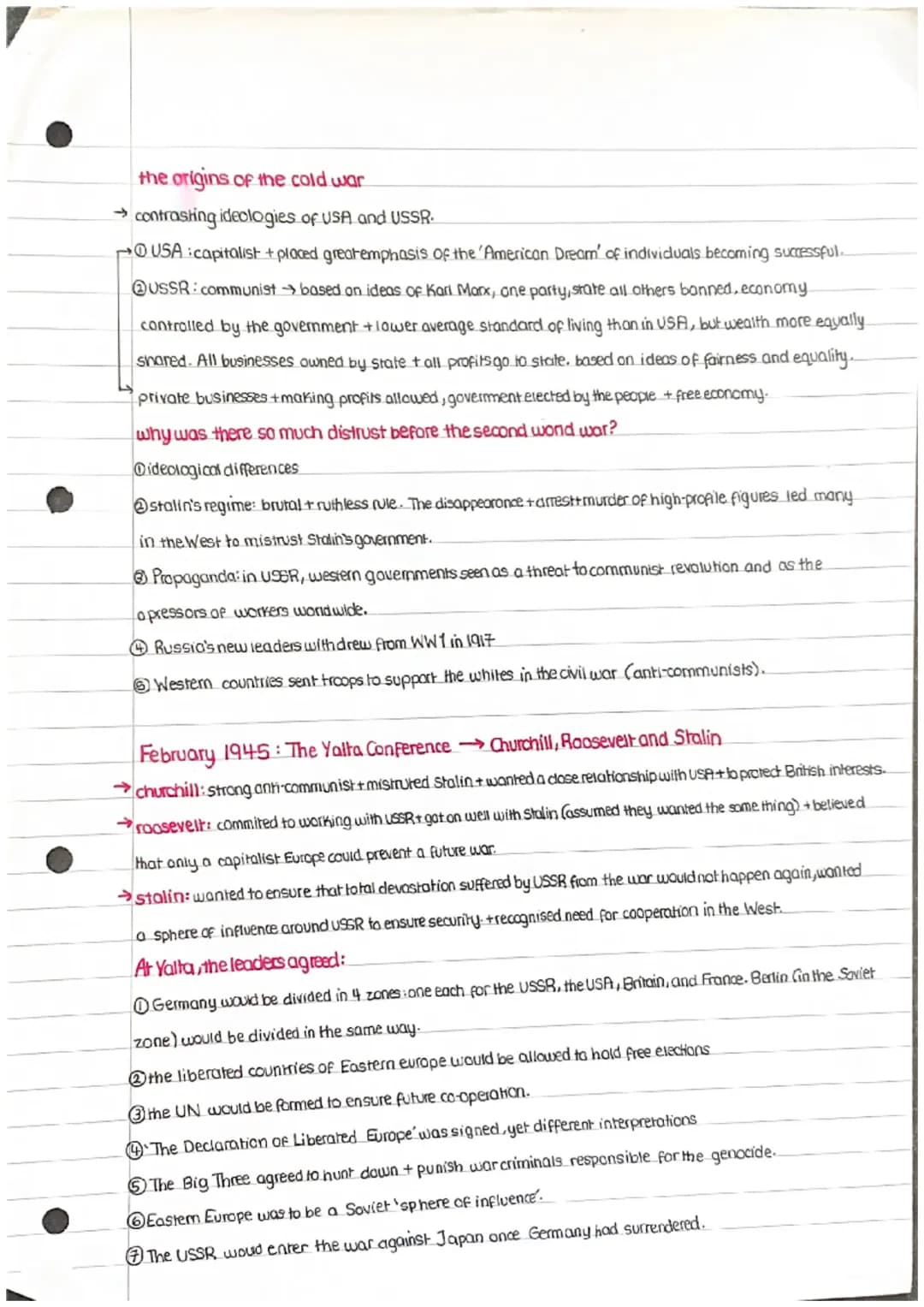 GCSE History: Cold War Notes and Yalta Conference Info