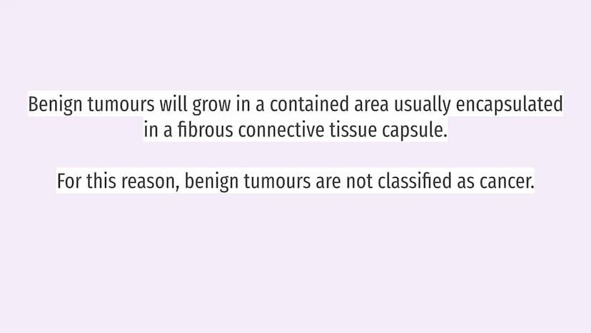 CANCERS AND
TUMOURS BENIGN
TUMOURS
@aleyahafsa What is a tumour?
A tumour is a lump or growth of
tissue made up from abnormal cells.
Tumours