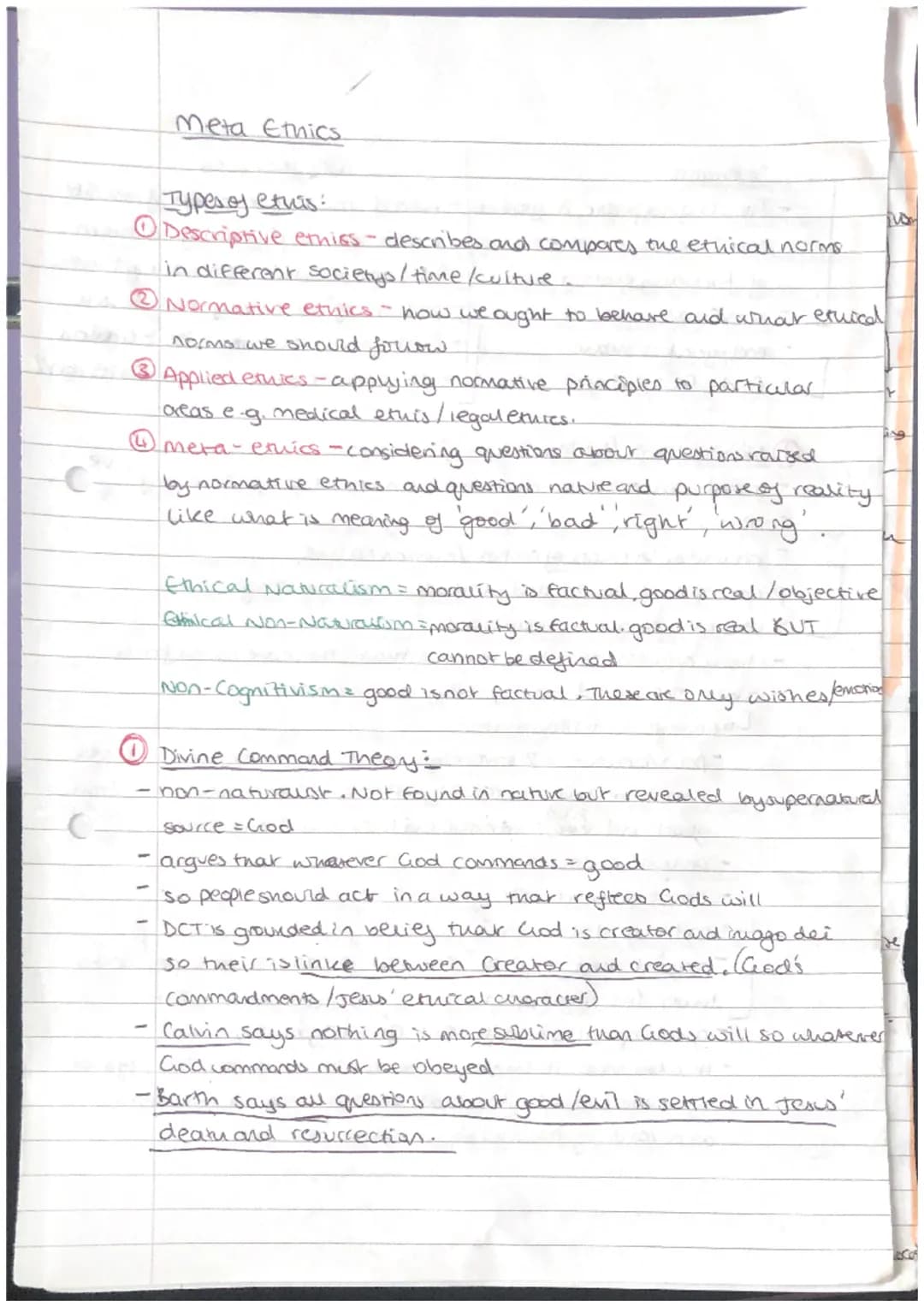 -C
C
Meta Ethics
Types of ethis:
Descriptive ethics - describes and compares the ethical norms.
in different society's / time / culture.
Nor