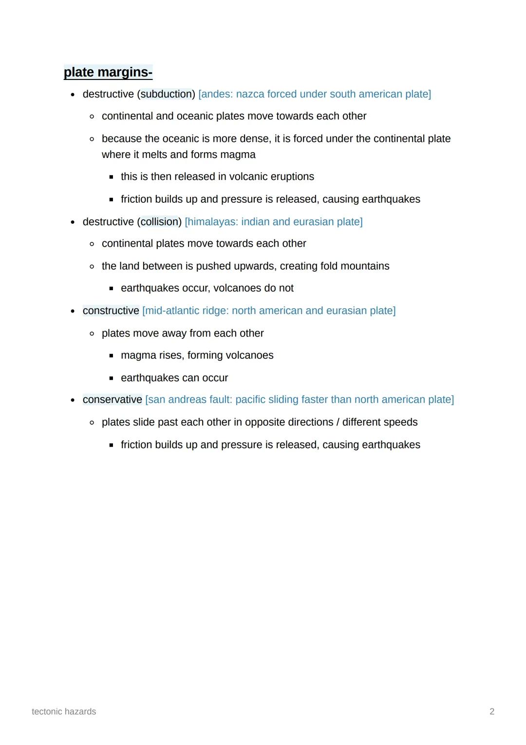 tectonic hazards
the structure of the earth-
crust
o the outermost layer
o split into tectonic plates
■ continental = found under land, thic