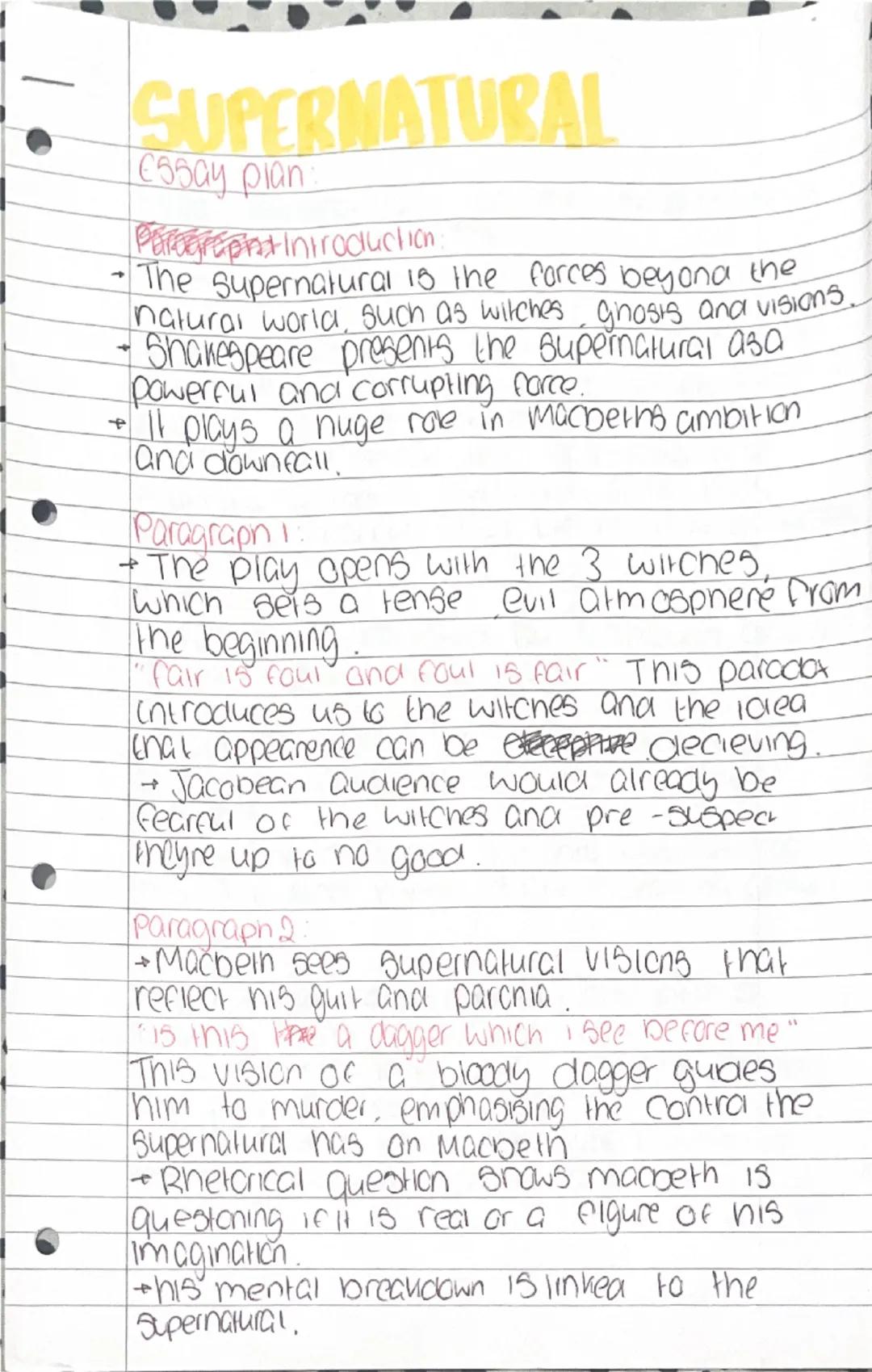 Macbeth Rough Essay Plans 