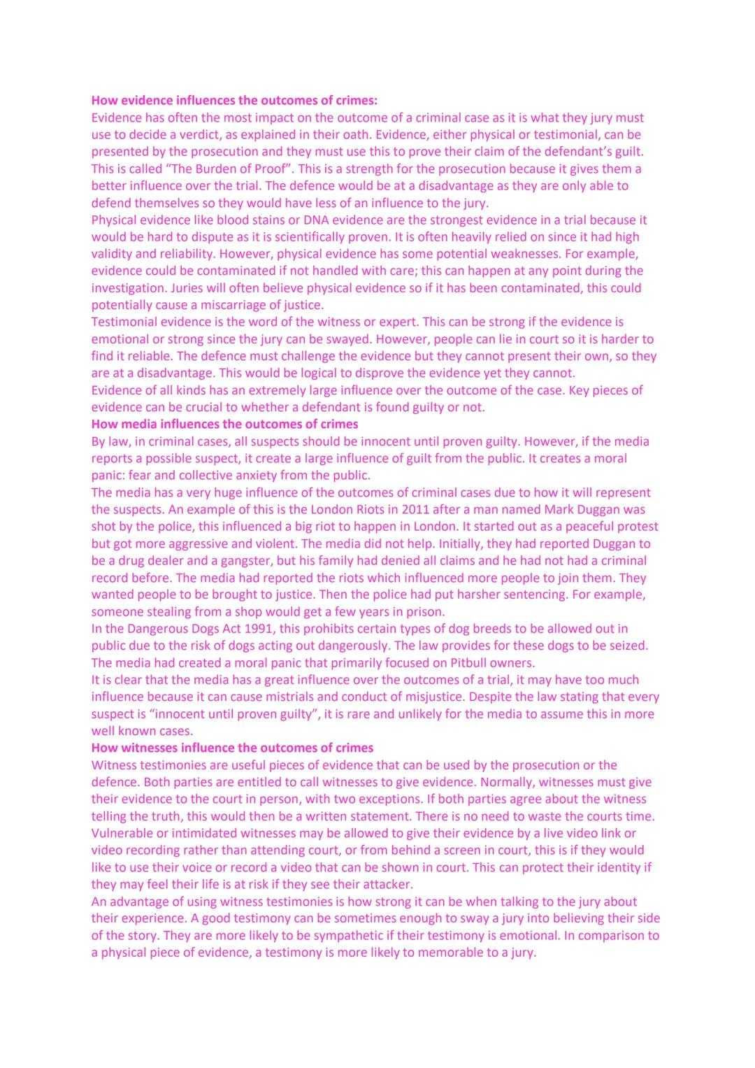 Assess the key influences affecting the outcomes of criminal trials