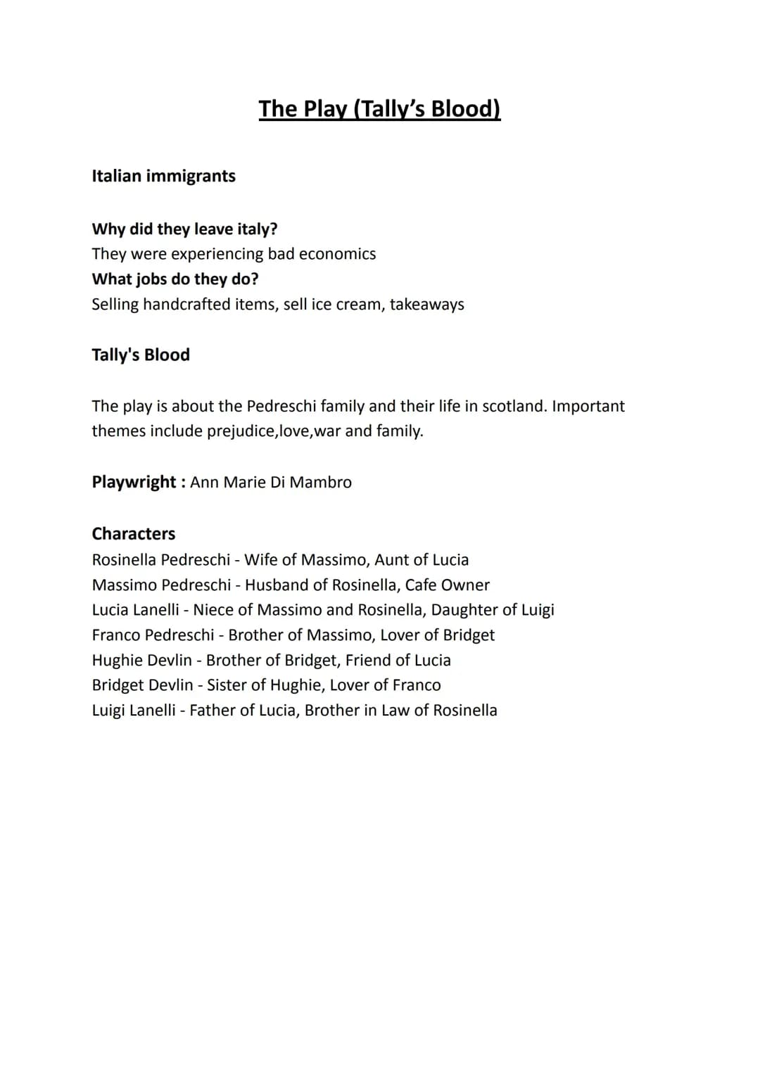 Free Study Notes for N5 Tally's Blood: Characters, Themes & More!