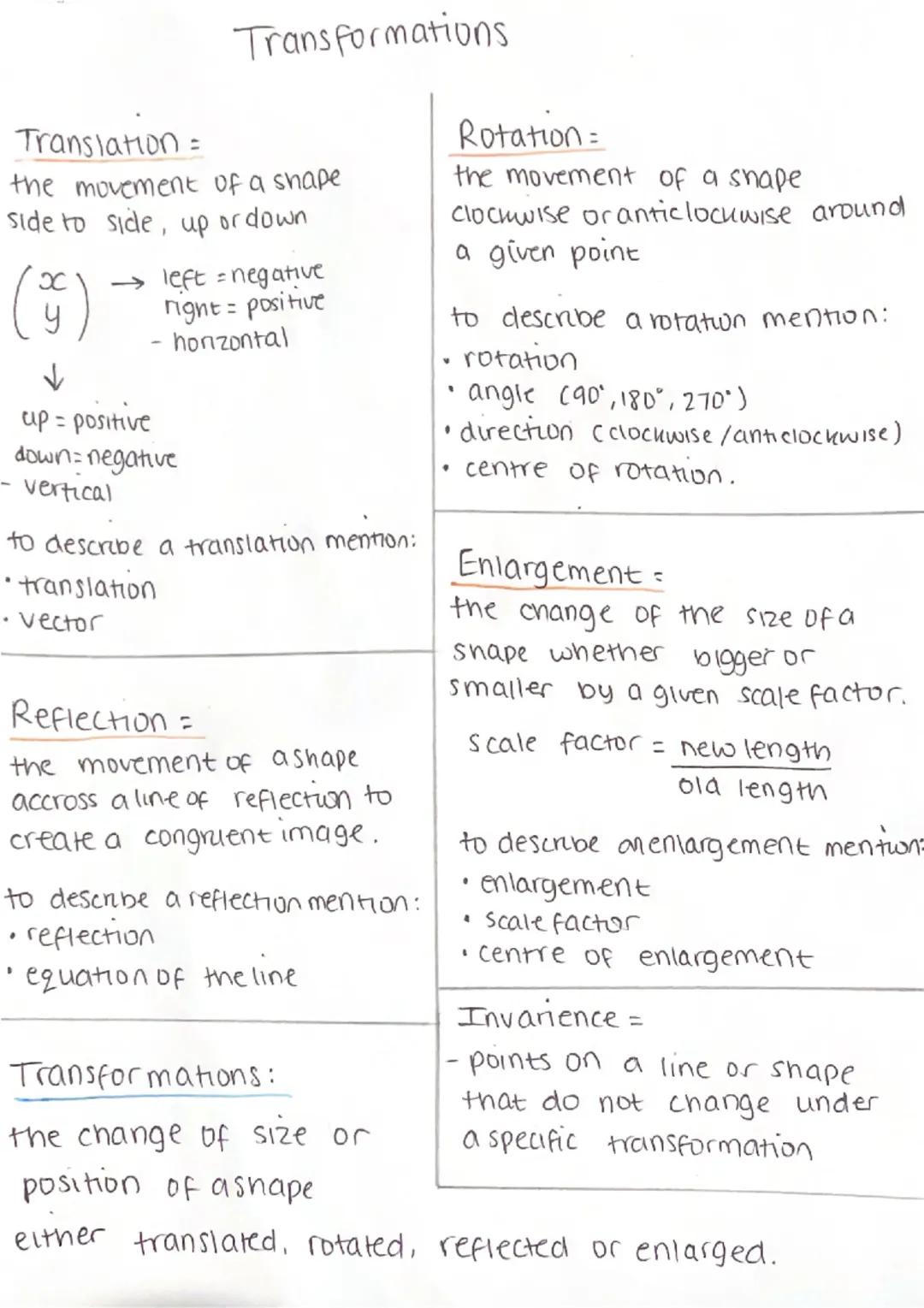 Translation =
Transformations
the movement of a shape
side to side, up or down.
up =
1
→ left = negative
right = positive
-honzontal
positiv