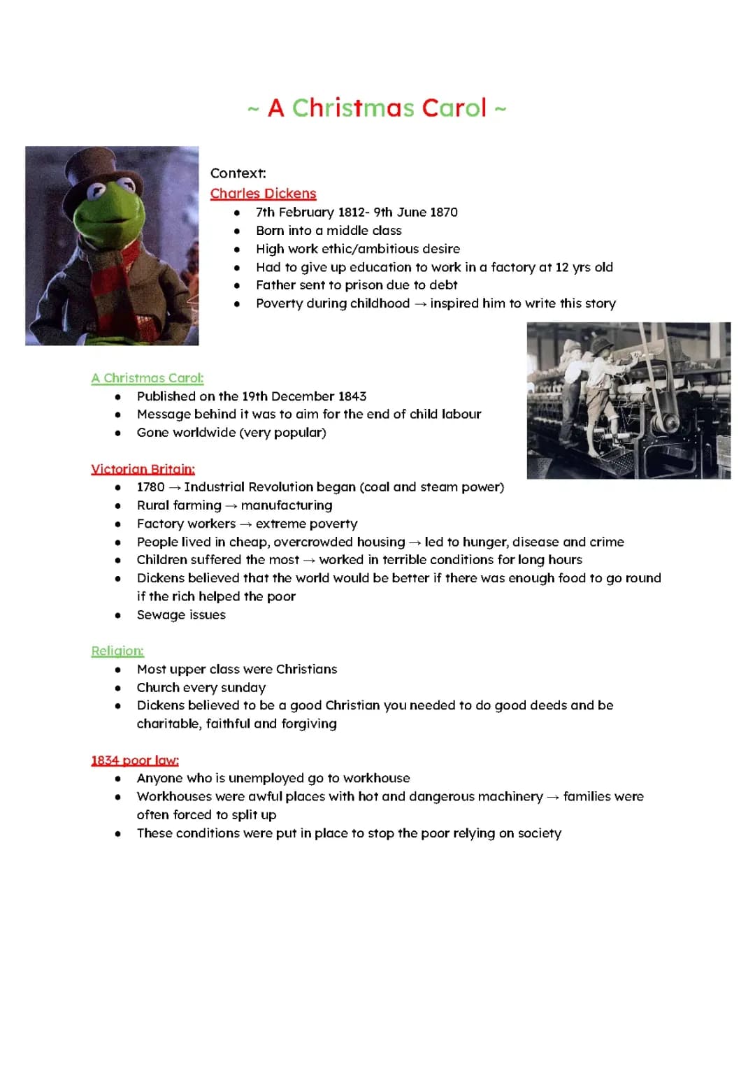 A Christmas Carol: Understanding the Victorian Context and Summaries