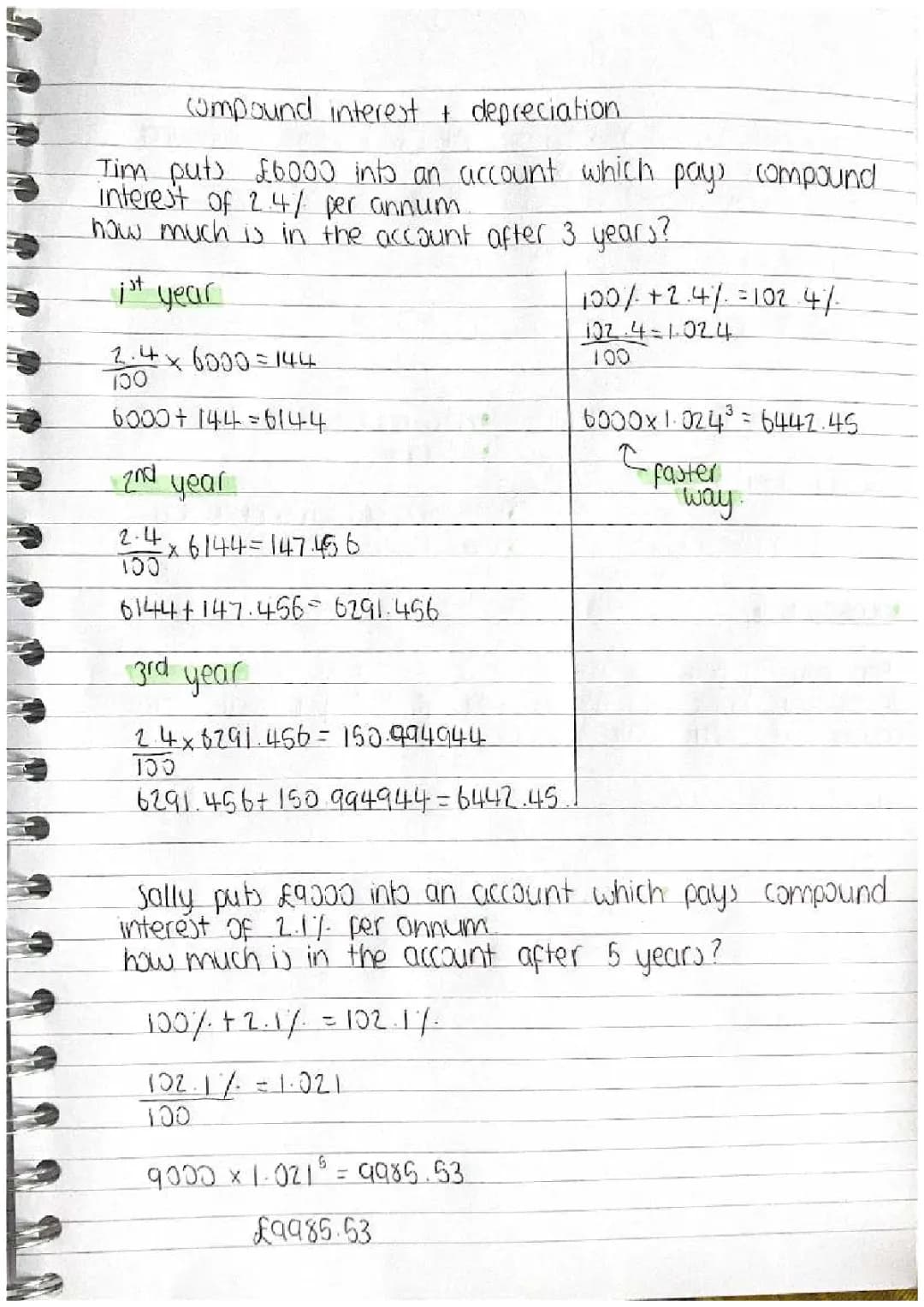 Easy Compound Interest & Depreciation GCSE Notes