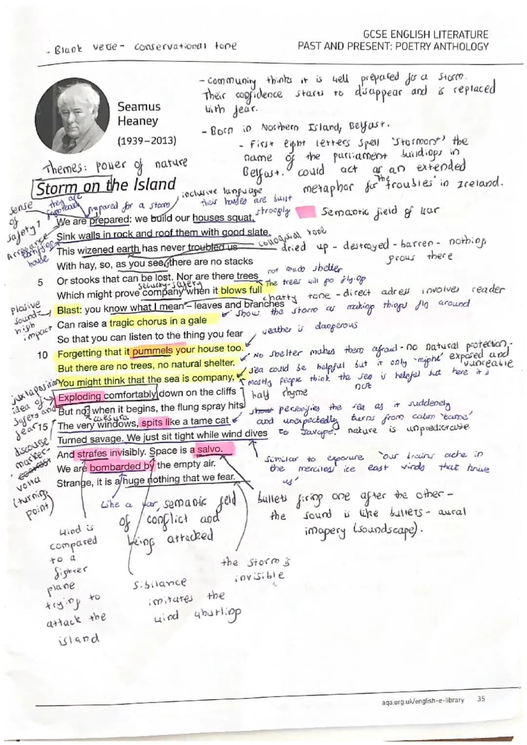 Storm on the Island Poem Analysis and Exposure Annotations PDF