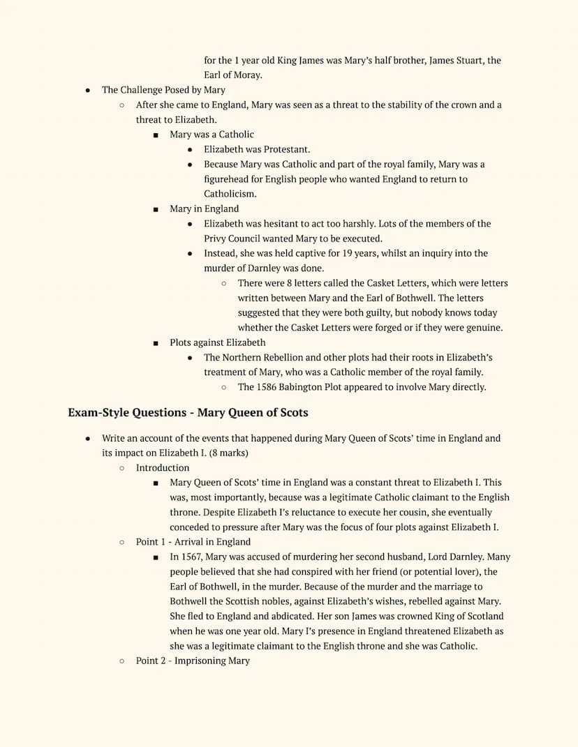History GCSE
Elizabethan England
Notes
Elizabeth's Court and Parliament
Elizabeth I and her Court
Elizabeth's Accession
● The Situation on E