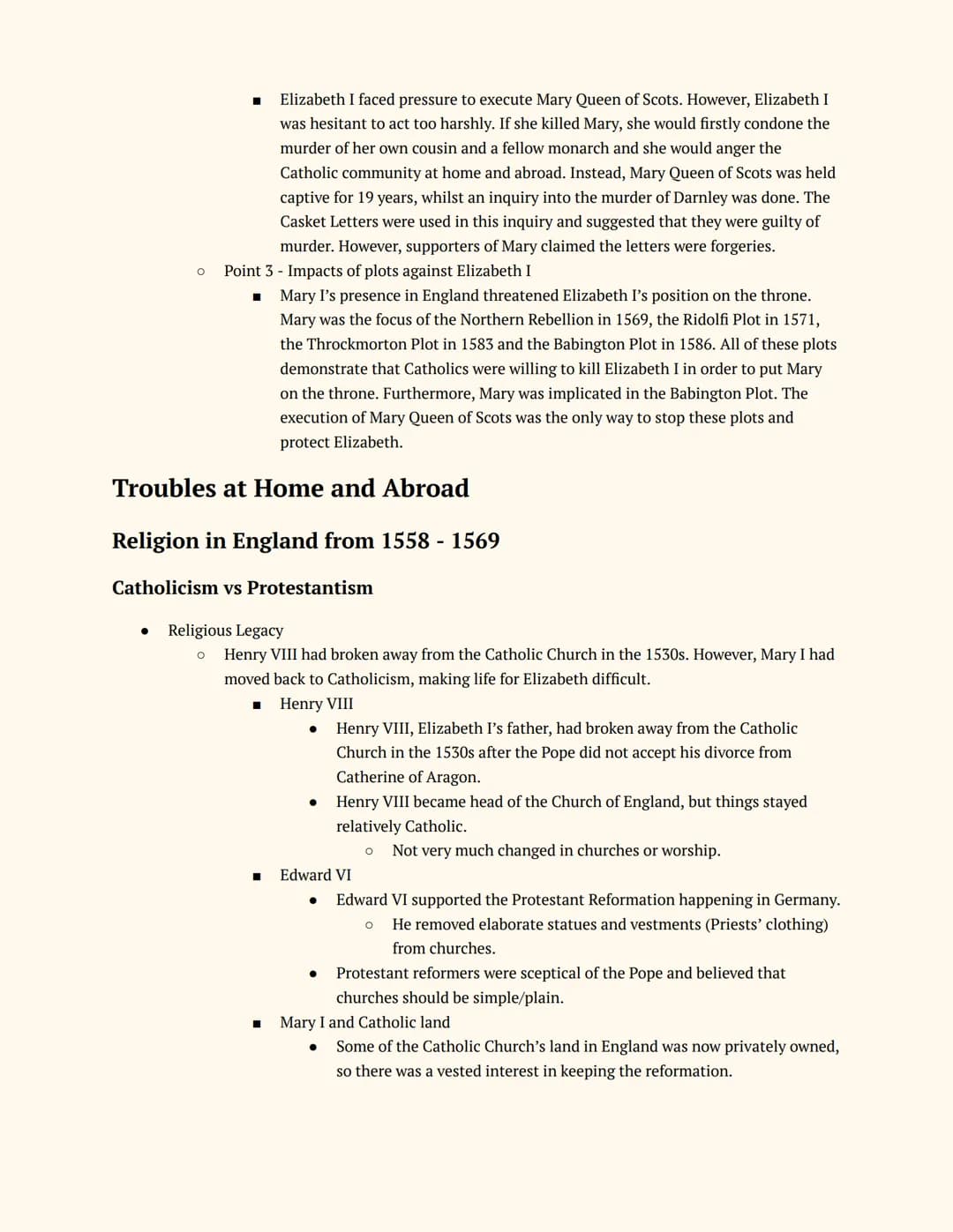 History GCSE
Elizabethan England
Notes
Elizabeth's Court and Parliament
Elizabeth I and her Court
Elizabeth's Accession
● The Situation on E