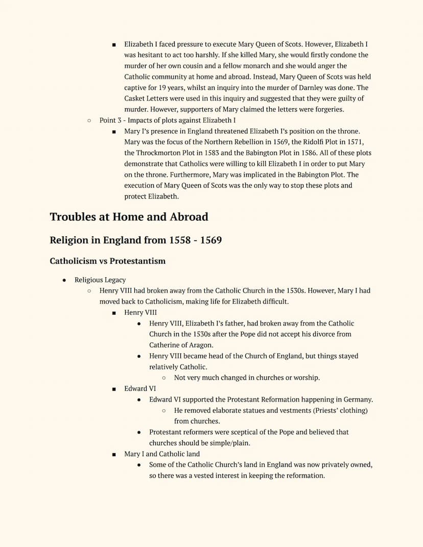 History GCSE
Elizabethan England
Notes
Elizabeth's Court and Parliament
Elizabeth I and her Court
Elizabeth's Accession
● The Situation on E