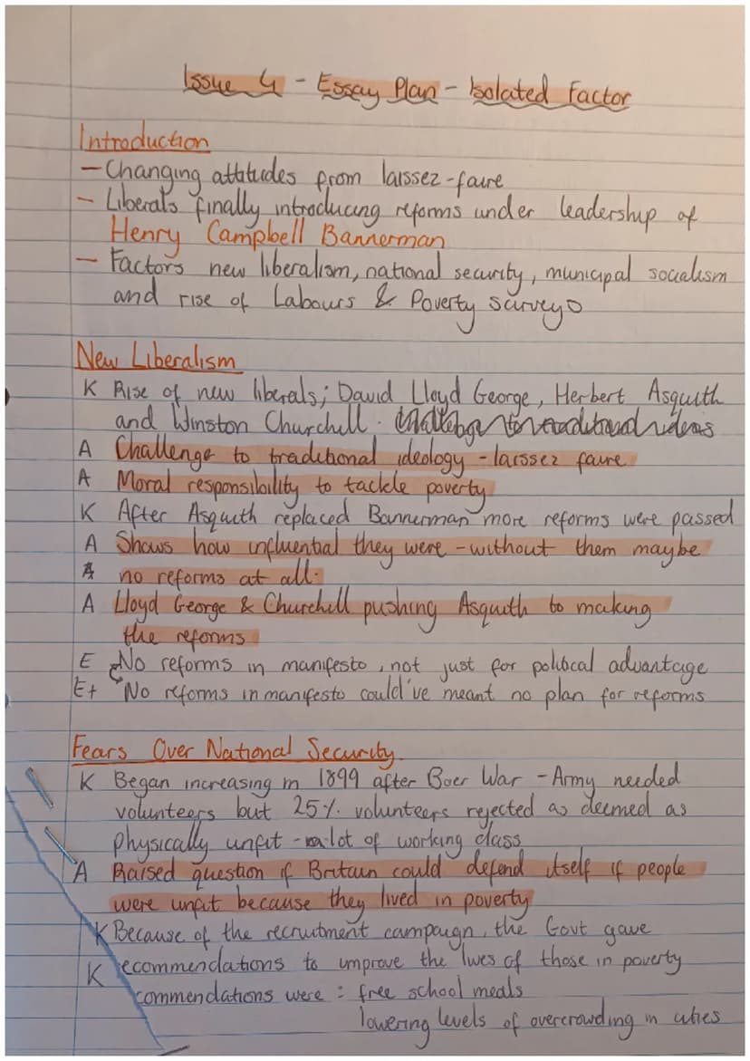 Issue 4 Essay
Q: How important was New Liberalism as a reason why the Liberals introduced
social reforms, 1906-14?
Before 1906, politician's