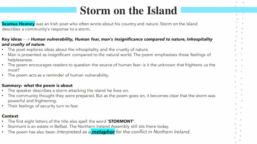 Storm of the Island
Poetry GCSEs Storm on the Island
Seamus Heaney was an Irish poet who often wrote about his country and nature. Storm on 