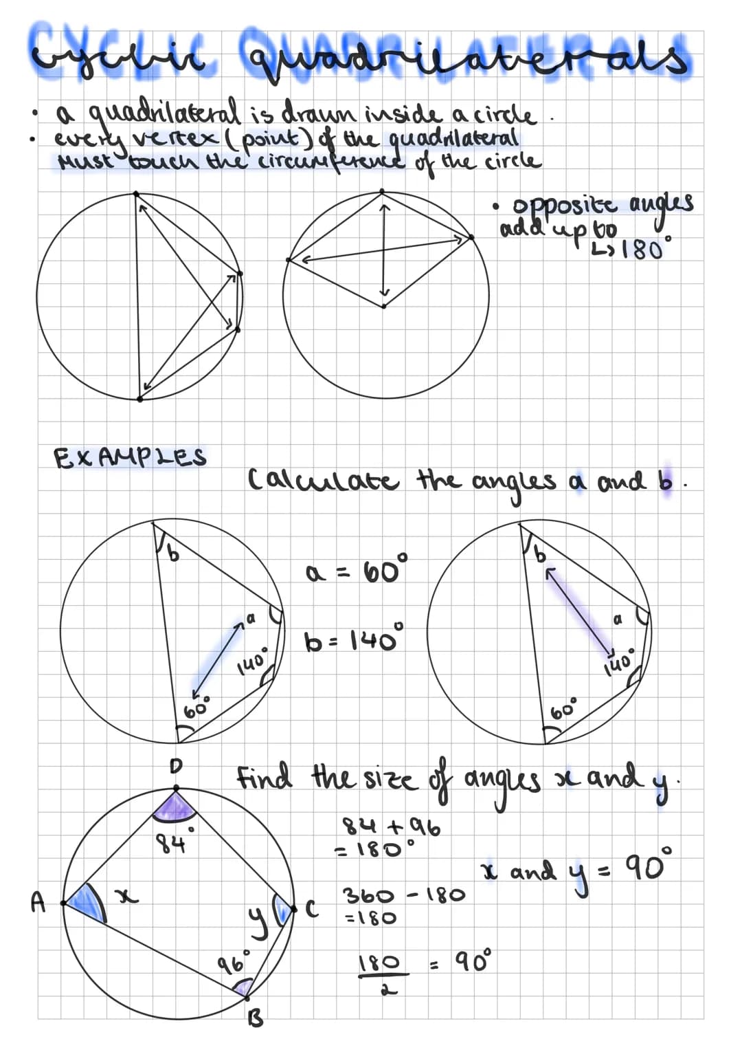 vircbe theorenos
•Angles at the CENTRE are twice the angle at the
CIRCUMFERENCE
EXAMPLES
X
20
(168"
Calculate the Missing angles x and y
D
y