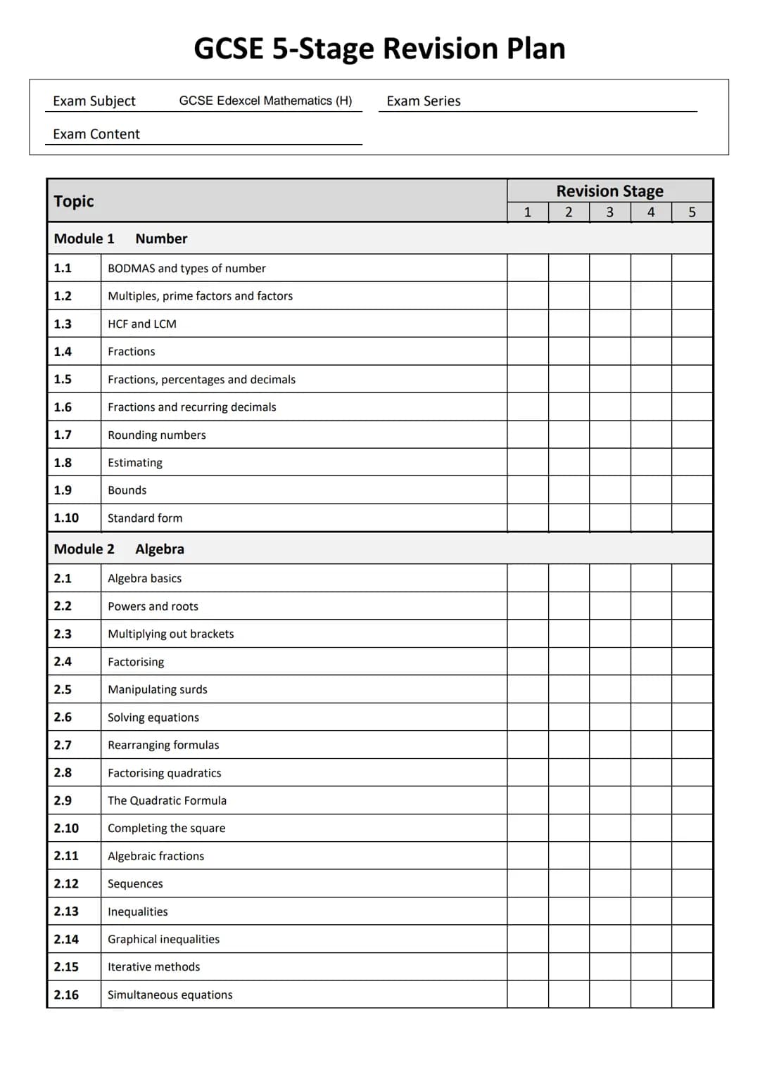 
<p>Use the following guide below to structure your revision. It will show you what to do and in what order, so you can make the most out of