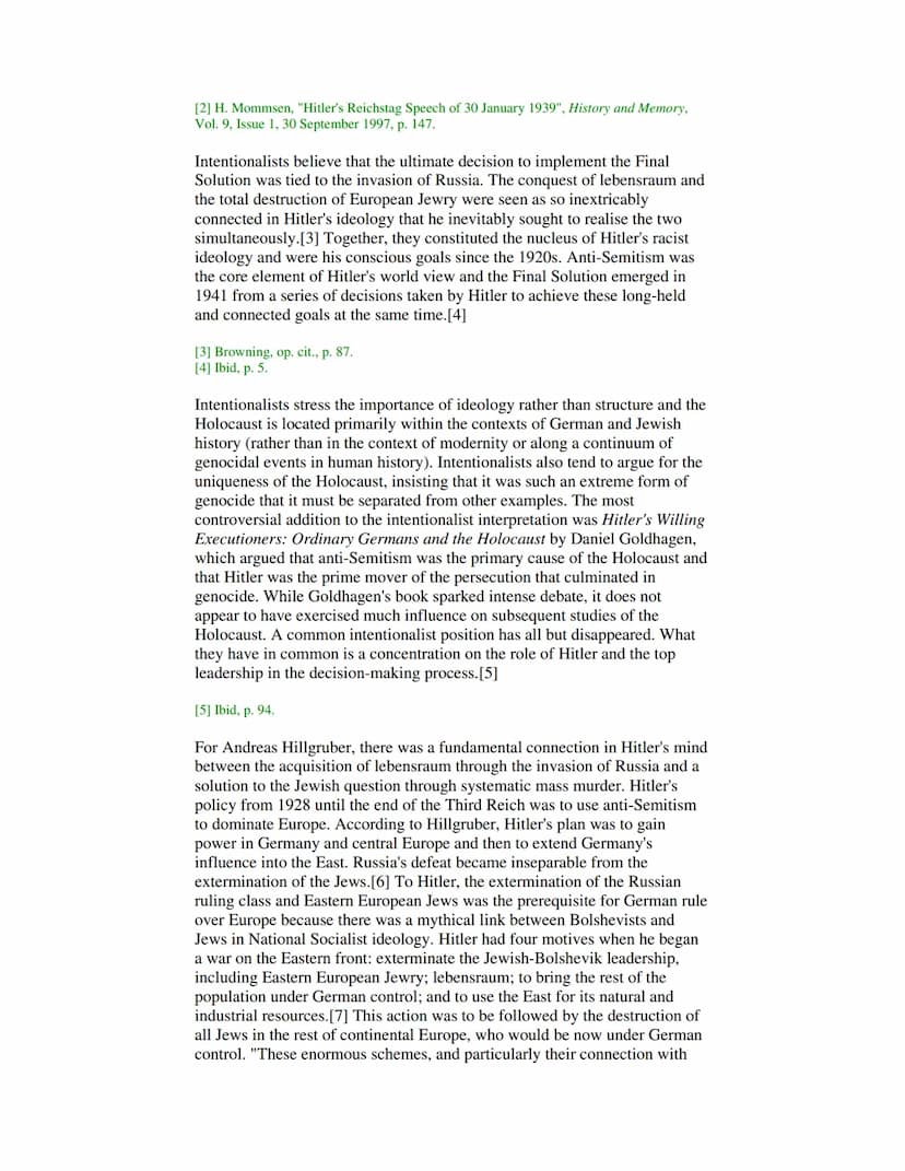 Interpretations of the Holocaust
From the mid-1960s, interpretations of Nazi Germany for the most part have
been divided between two schools
