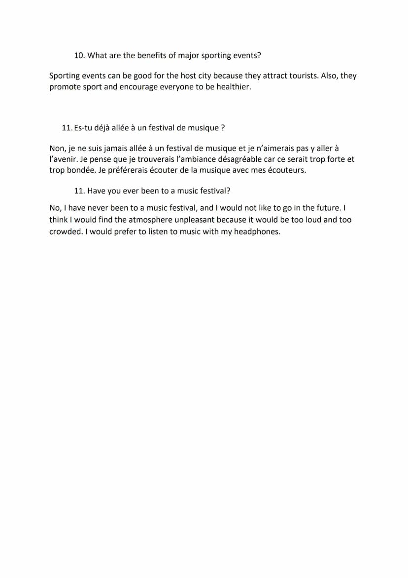 GCSE French Speaking- Conversation Questions - Environment and Global Dimension
1. Qu'est-ce qui est important pour toi dans la vie ?
Ce qui