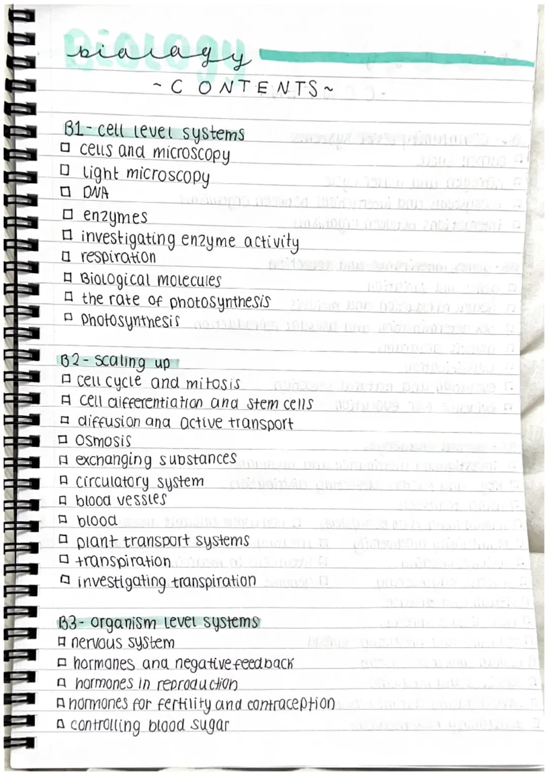 bialagy
-CONTENTS~
B1-cell level systems.
□ cells and microscopy
□ light microscopy
□ DNA
quidnam
□ enzymes
investigating enzyme activity.
□