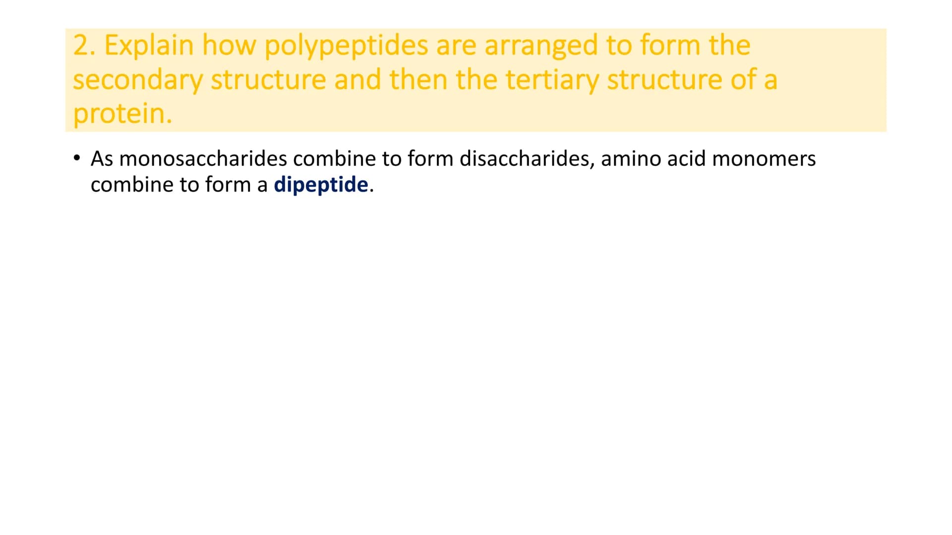 Do now:
1. What is meant by polyunsaturated?
2. Describe the difference between triglycerides
and phospholipids.
3. State the monosaccharide