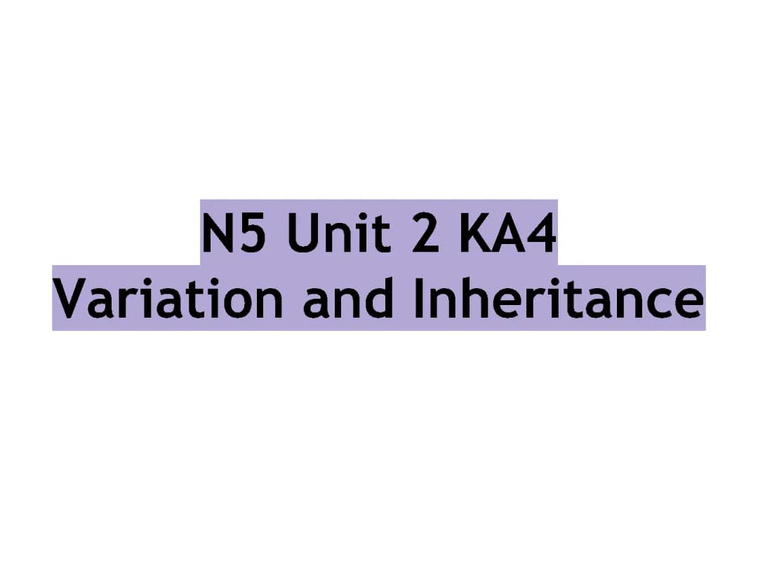 Learn Genetics: Monohybrid Crosses and Key Terms for N5 Biology