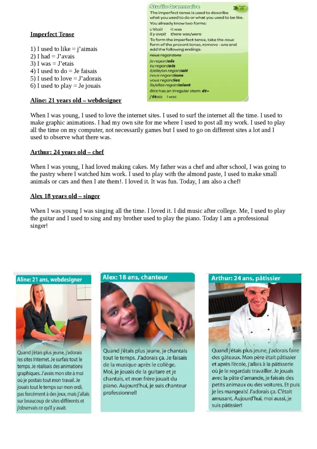 GCSE French - Imperfect Tense