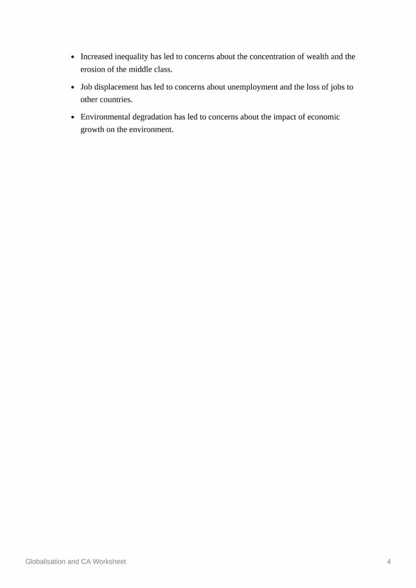 Globalisation and CA Worksheet
Short Answer Questions (SAQs)
1. Define globalisation.
2. What are the characteristics of globalisation?
3. W