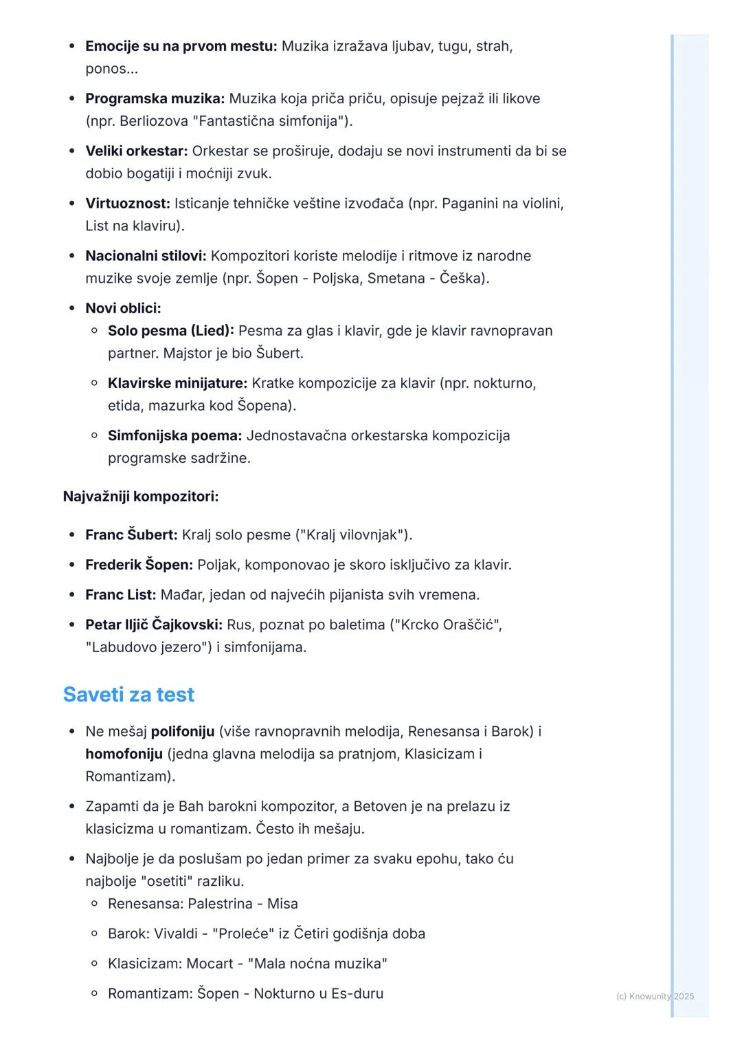 # Ponovimo: Renesansa, Barok,
# Klasicizam, Romantizam

## Pregled muzičkih epoha

Ovo je podsetnik za glavne muzičke epohe koje smo učili, 