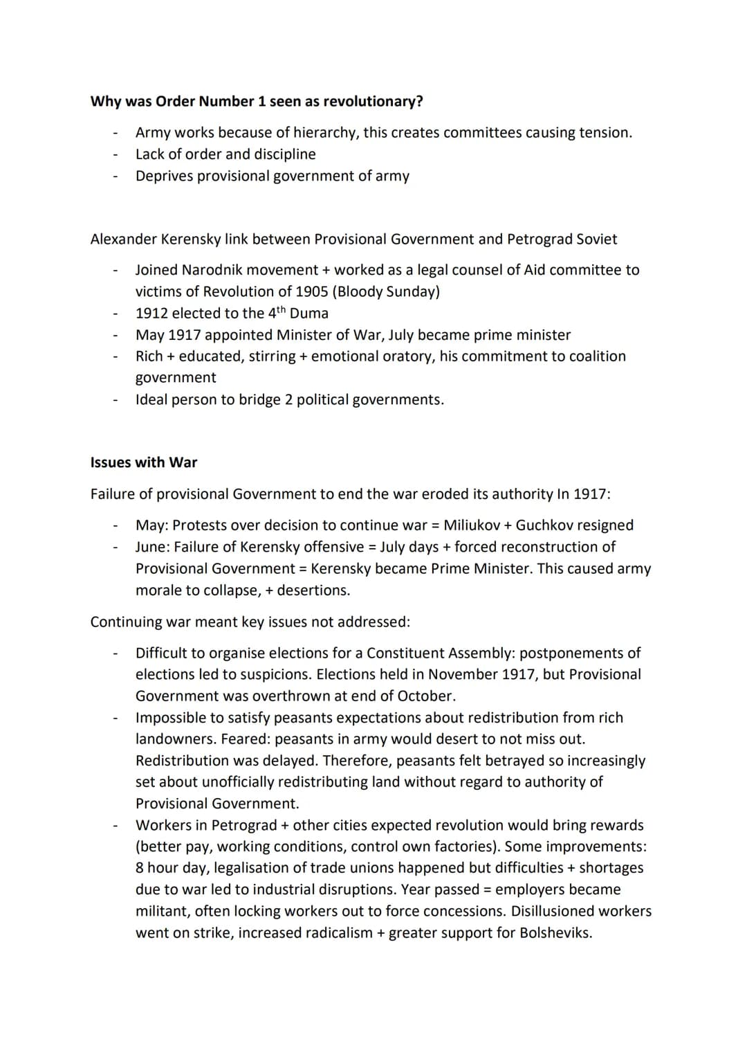 Provisional Government
Nature of provisional government
2nd March 1917 Duma leaders assumed control after Tsar Nicholas II
abdicated.
Intend