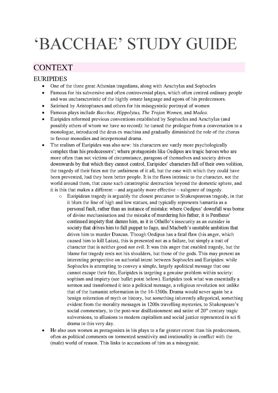 The Bacchae: Your Ultimate Study Guide for OCR A Level Classical Civilisation