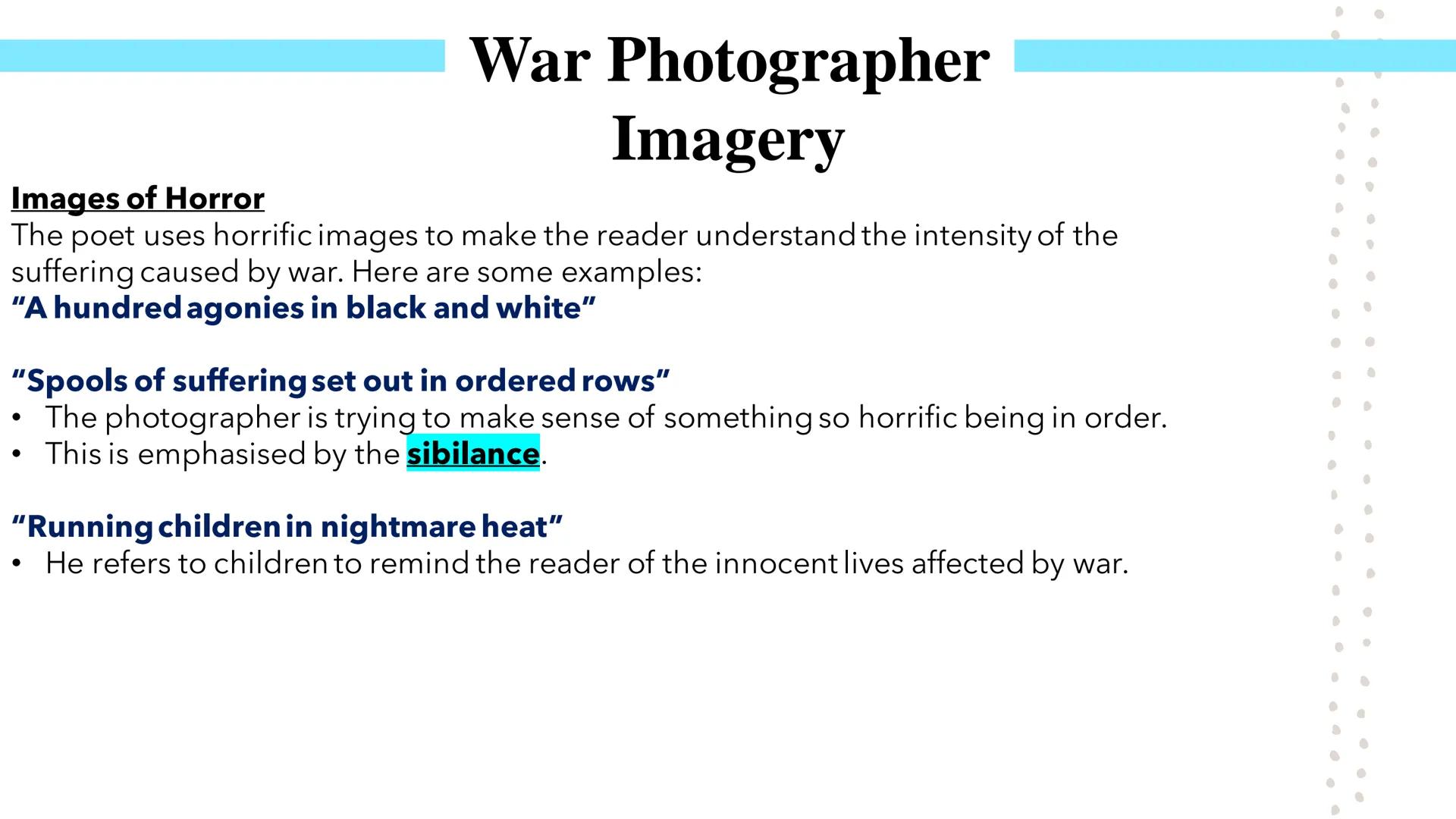 # War Photographer
Poetry GCSEs # War Photographer

Poet:

*   Carol Ann Duffy is a Scottish poet who was appointed Britain's Poet Laureate 