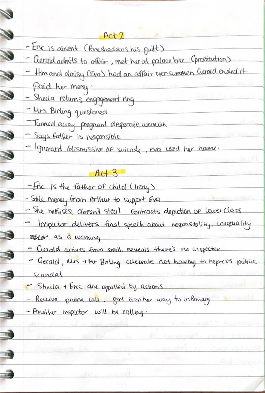 AIC Summary
Arthur Birling: Father, owner of local business
Sybil Birling: Mother, nuns chanty
Eric : Son alcoholic tendencies
Sheila: Daugh